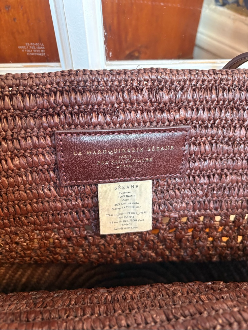 EUC Sezane Maia Basket Bag, Natural Choco Raffia - Picture 6 of 7